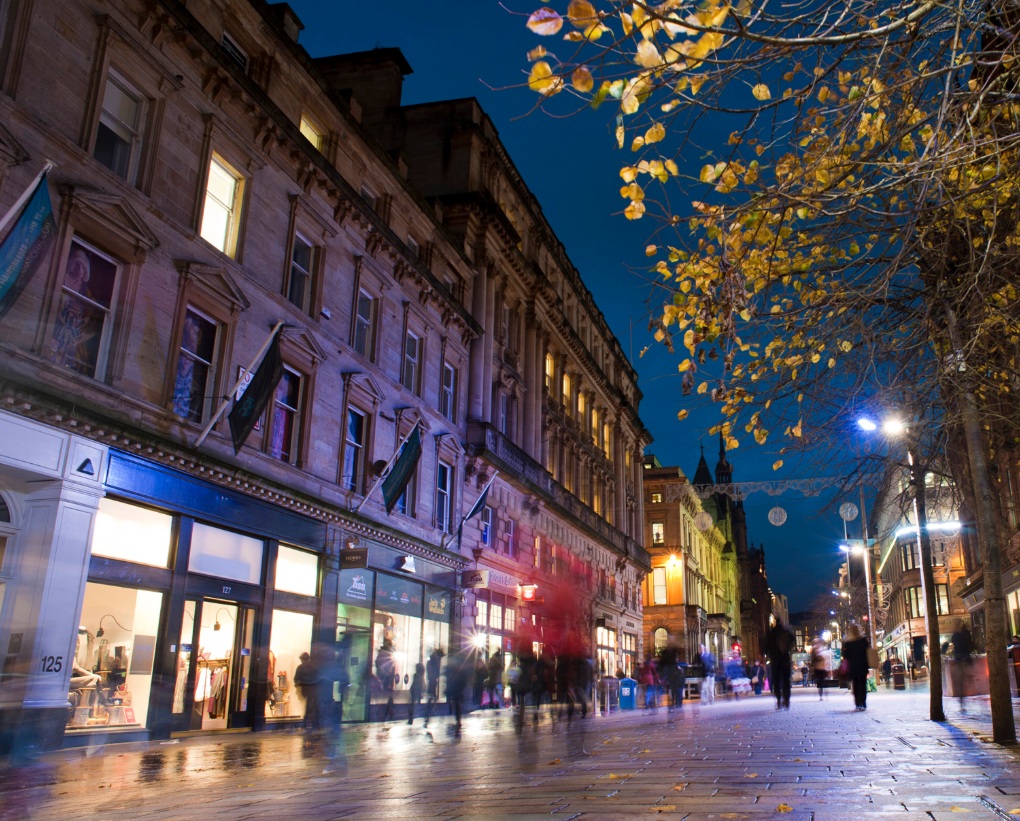 Commercial window film on storefront for security