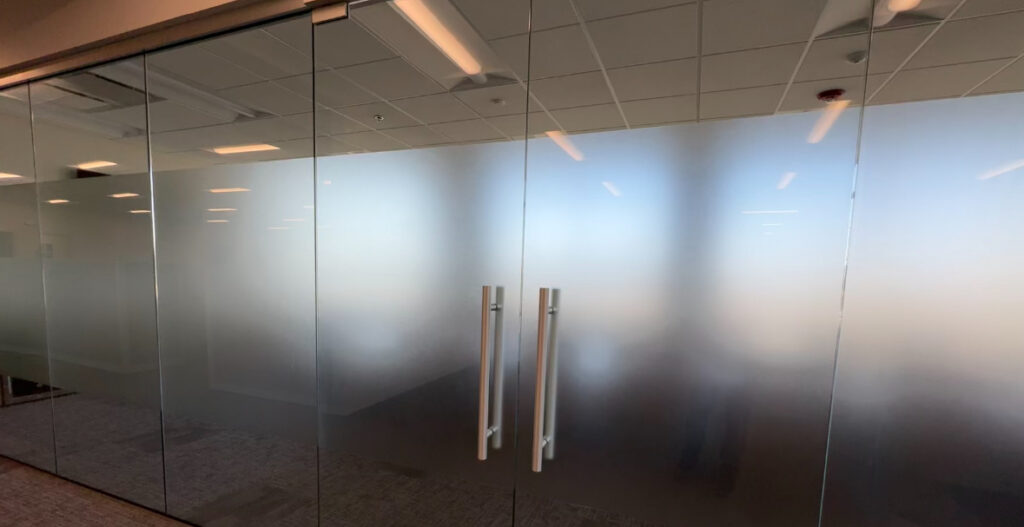 Office Space privacy window film for commercial space.
