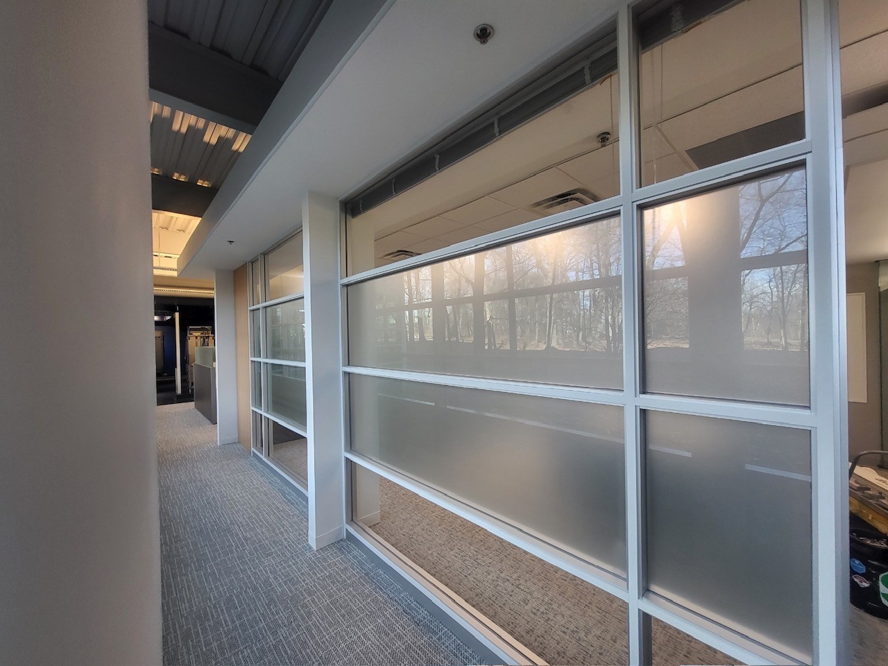 Decorative Window Film installed at this office space.