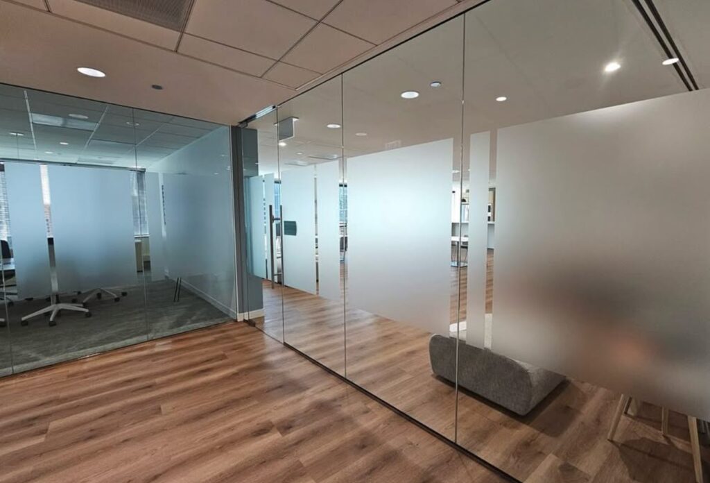 Decorative window film for an office space installed in Illinois by AAA Glass Tint