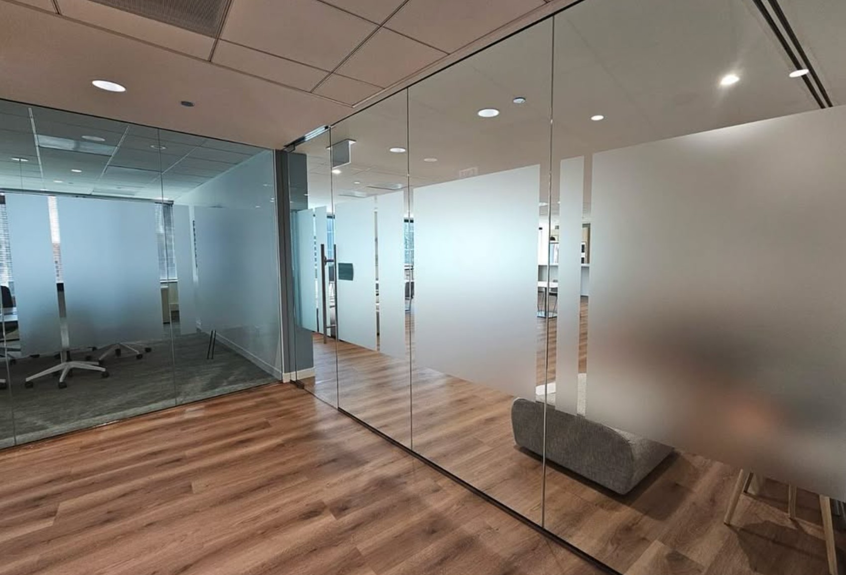 Decorative window film for an office space installed in Illinois by AAA Glass Tint