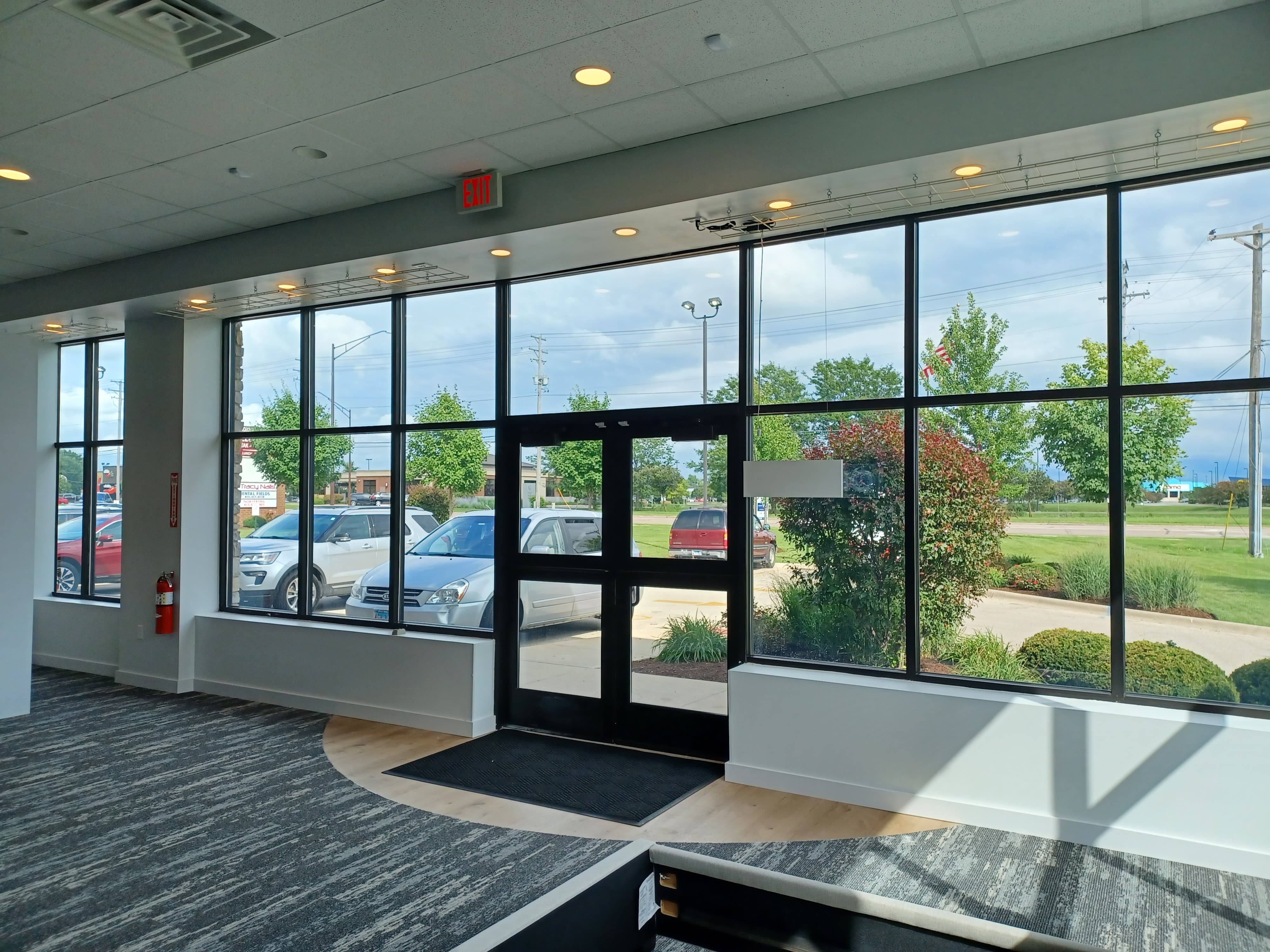 Interior security window film storefront
